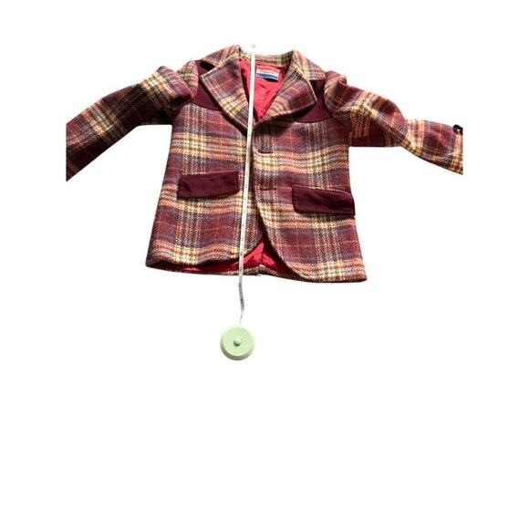 Vintage Elegant Heir Burgundy Wool Plaid Jacket 4/5T - Picture 8 of 9